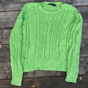 Ralph Lauren BLACK LABEL Cable Knit Sweater Green Large